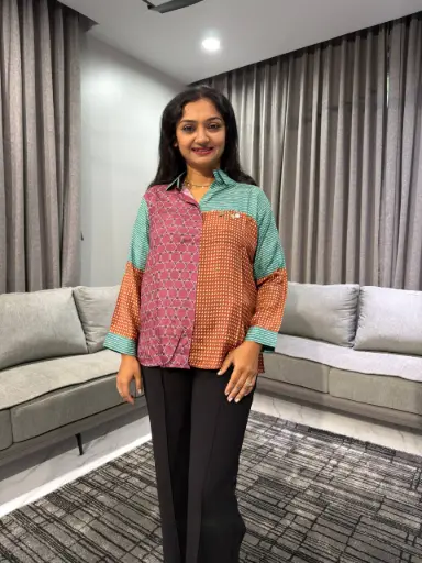 Aqua Bloom Muslin Shirt Top