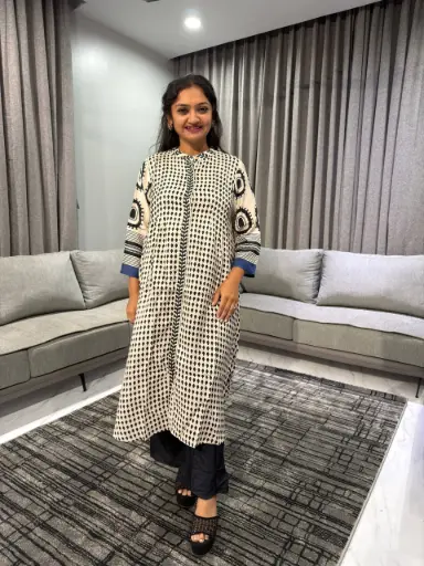 Midnight Monochrome Muslin Kurta Set