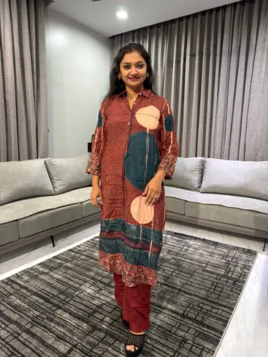 Ruby Dot Muslin Kurta Set