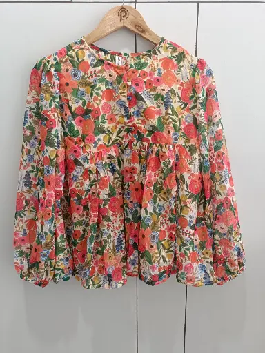 Blossom Garden Dobby Georgette Peplum Top