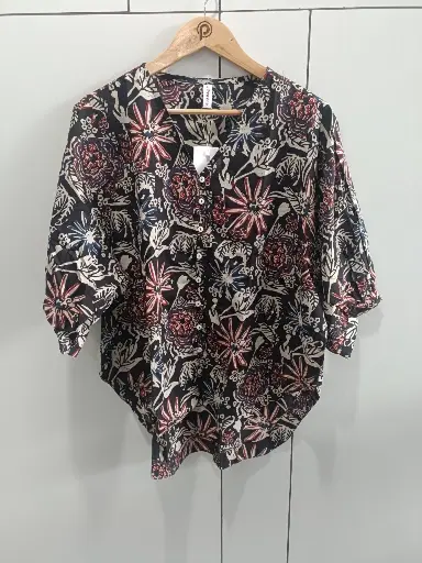 Midnight Bloom Floral Cotton Top