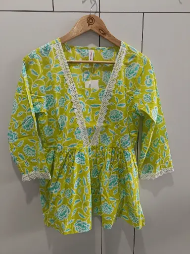 Lemon Breeze Printed Cotton Top