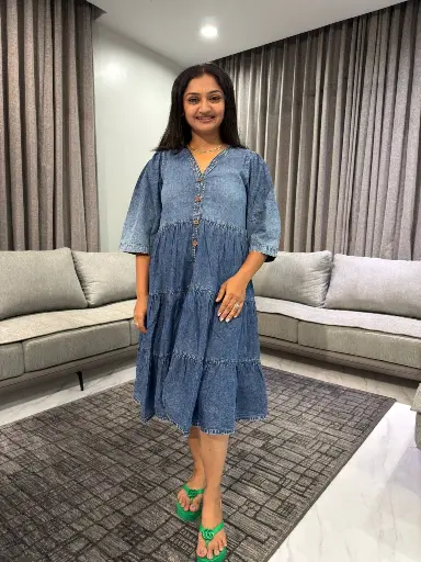 Urban Breeze Denim Tier Dress