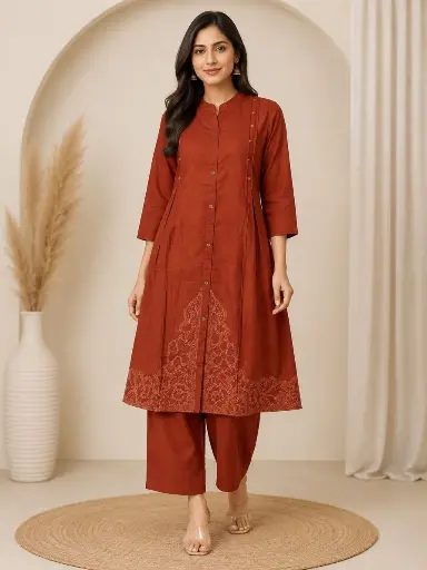 Rust Bloom Flex Cotton Co-Ord Set