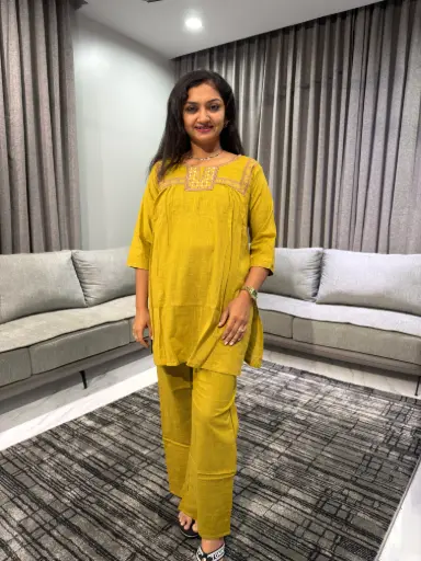 Mustard Grace Flex Cotton Co-Ord Set