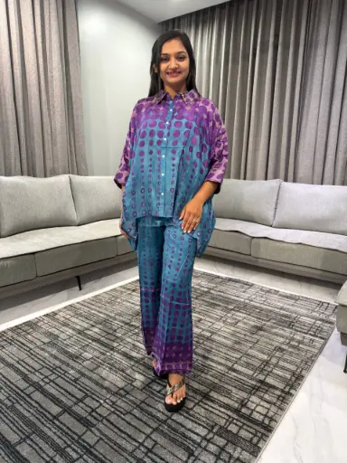 Twilight Orbit Premium Viscose Santoon Co-ord Set