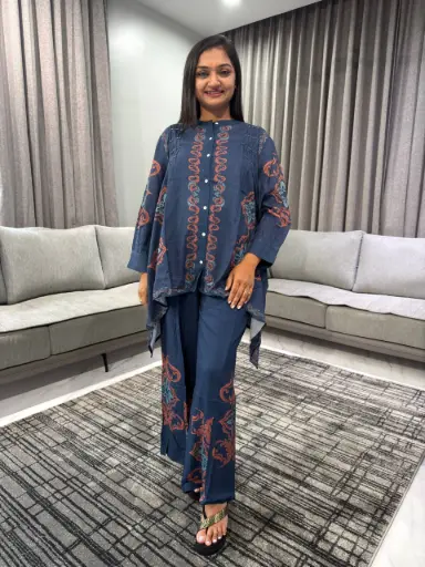 Midnight Mosaic Viscose Santoon Co-Ord Set