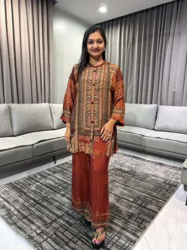 Rust Heritage Viscose Silk Co-Ord Set