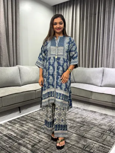 Indigo Royale Viscose Silk Co-Ord Set