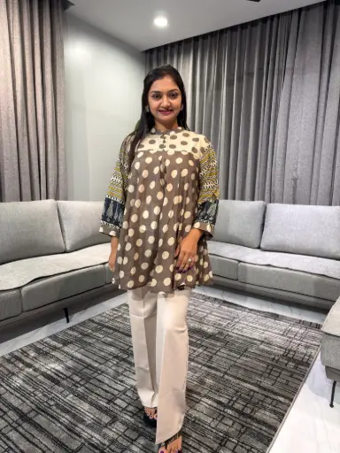 Mocha Polka Muslin Tunic