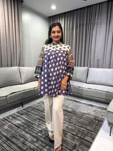 Plum Polka Muslin Tunic