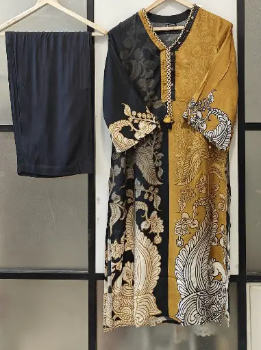 Ochre & Indigo Kalamkari Viscose Muslin Kurta Set