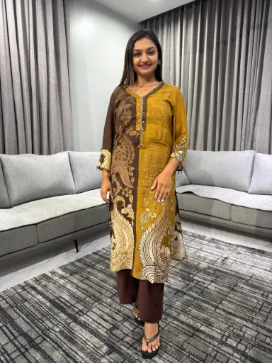 Ochre & Indigo Kalamkari Viscose Muslin Kurta Set