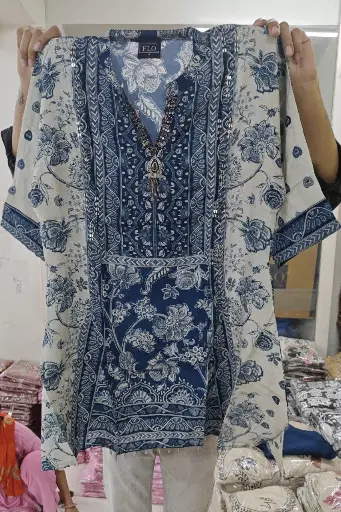 Indigo Indigo Blossom Natural Crepe Coord Set