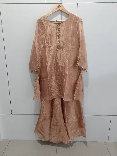 [2350] Blush Rose Crush Shimmer Designer Co-ord Set