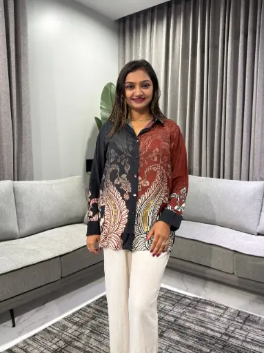 [2353] Midnight Maroon Viscose Muslin Designer Shirt
