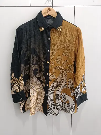 [2354] Ebony Mustard Viscose Muslin Designer Shirt