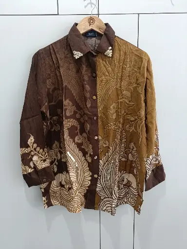 [2355] Mocha Caramel Viscose Muslin Designer Shirt