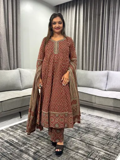 [2388] Rust Heritage Pure Cotton 3-Piece Suit Set