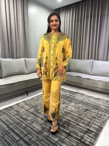 [2280] Royal Mustard Bloom Cord Set