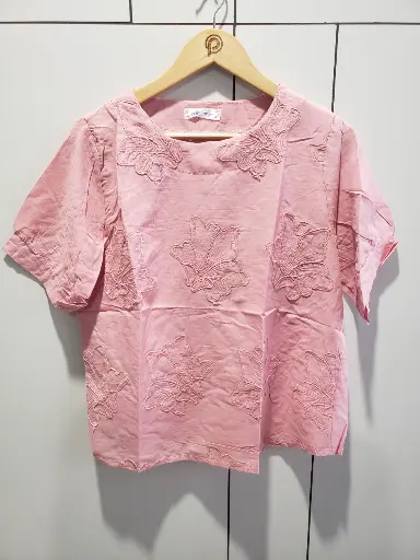 [2491] Blush Bloom Premium Soft Linen Top