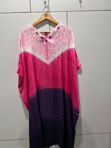 [2534] Fuchsia Twilight Gazzi Silk Kaftan