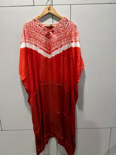 [2535] Scarlet Glow Gazzi Silk Kaftan