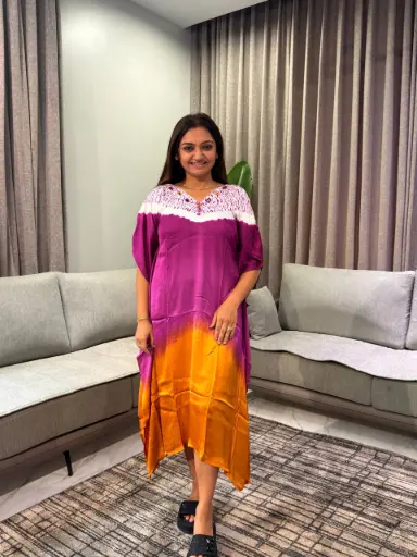 [2538] Royal Orchid Gazzi Silk Kaftan