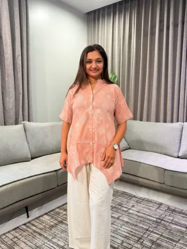 [2739] Blush Floral Breeze Pure Cotton Tunic