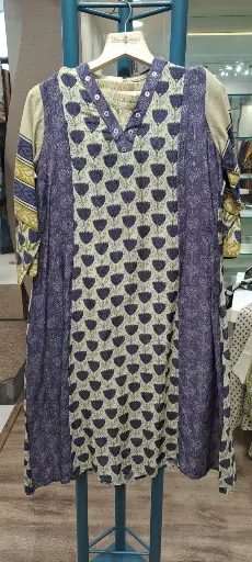 [3054] Muted Purple Floral Hand-Worked Viscose Crepe Set