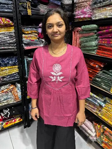 Pink Pure Cotton Solo Flower Tunic