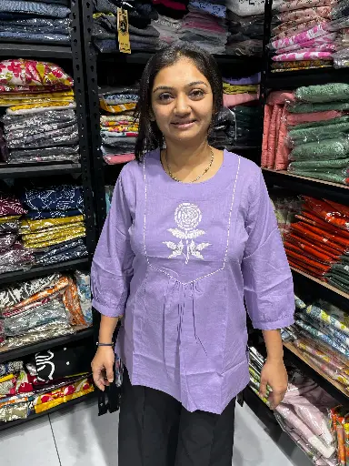 Purple Pure Cotton Solo Flower Tunic