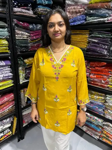 Yellow Elegance Embroidered Tunic