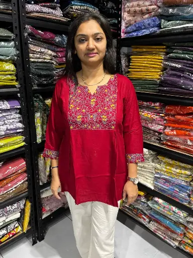 Red Elegance Embroidered Tunic