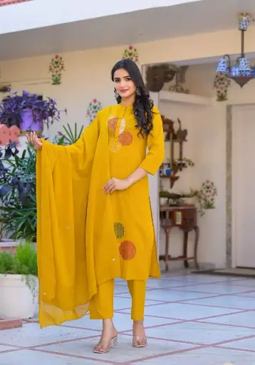 Mustard Yellow Mal Cotton 3 Pieces Pair