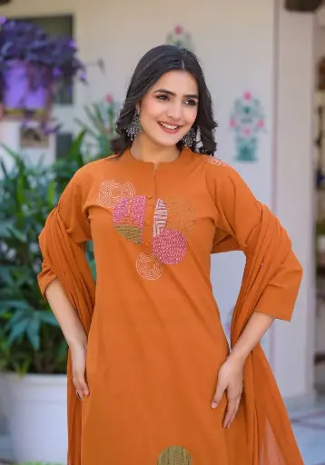 Orange Mal Cotton 3 Pieces Pair