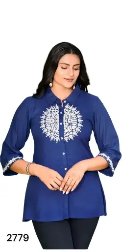Blue Blush Embroidered Tunic