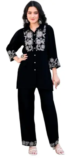 Black Grace Embroidery Accent Co-ord Set
