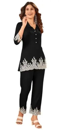 Black Essence Embroidered Co-ord Set