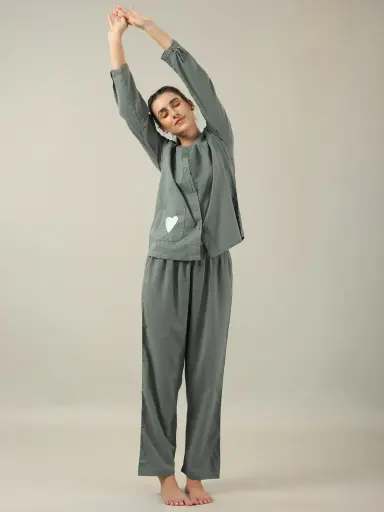 Grey Solid Cotton Cord set