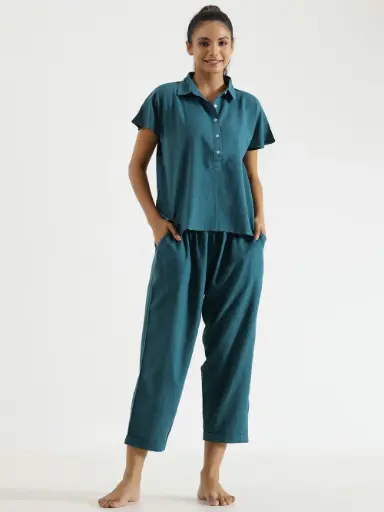 Teal Solid Cotton Cord set