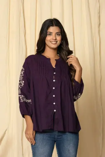 Violet Wine Sleeve Detail Tunic