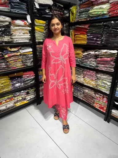 Nayra Pink Blossom Cotton Handworked Set