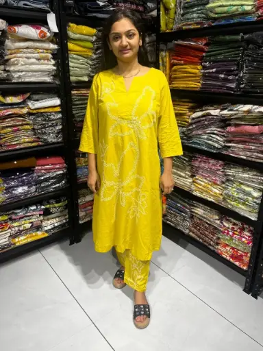 Vanya Embroidered Kurta Set in Lemon Hue