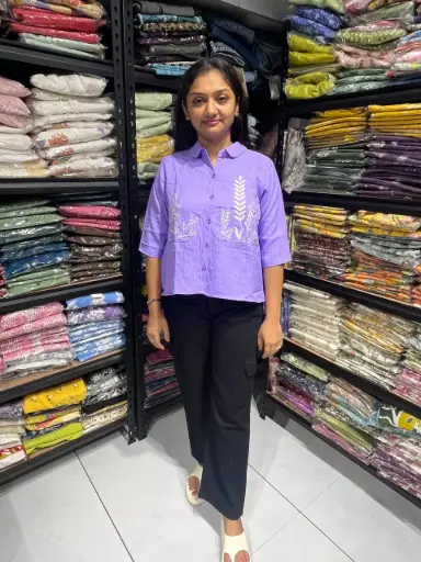 Purple Fern Threadwork shirt top