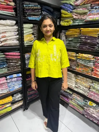 Lime Fern Threadwork shirt top